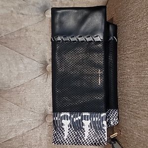NWT LOUISE ET CIE Melle Python Print Leather Clutch